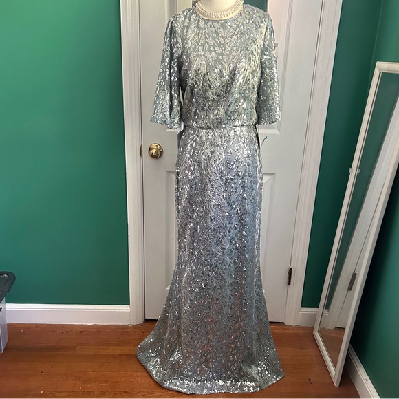 Light Aqua Sequin Long Gown, Mother of Bride/Groom 4 NWT - Picture 2 of 13